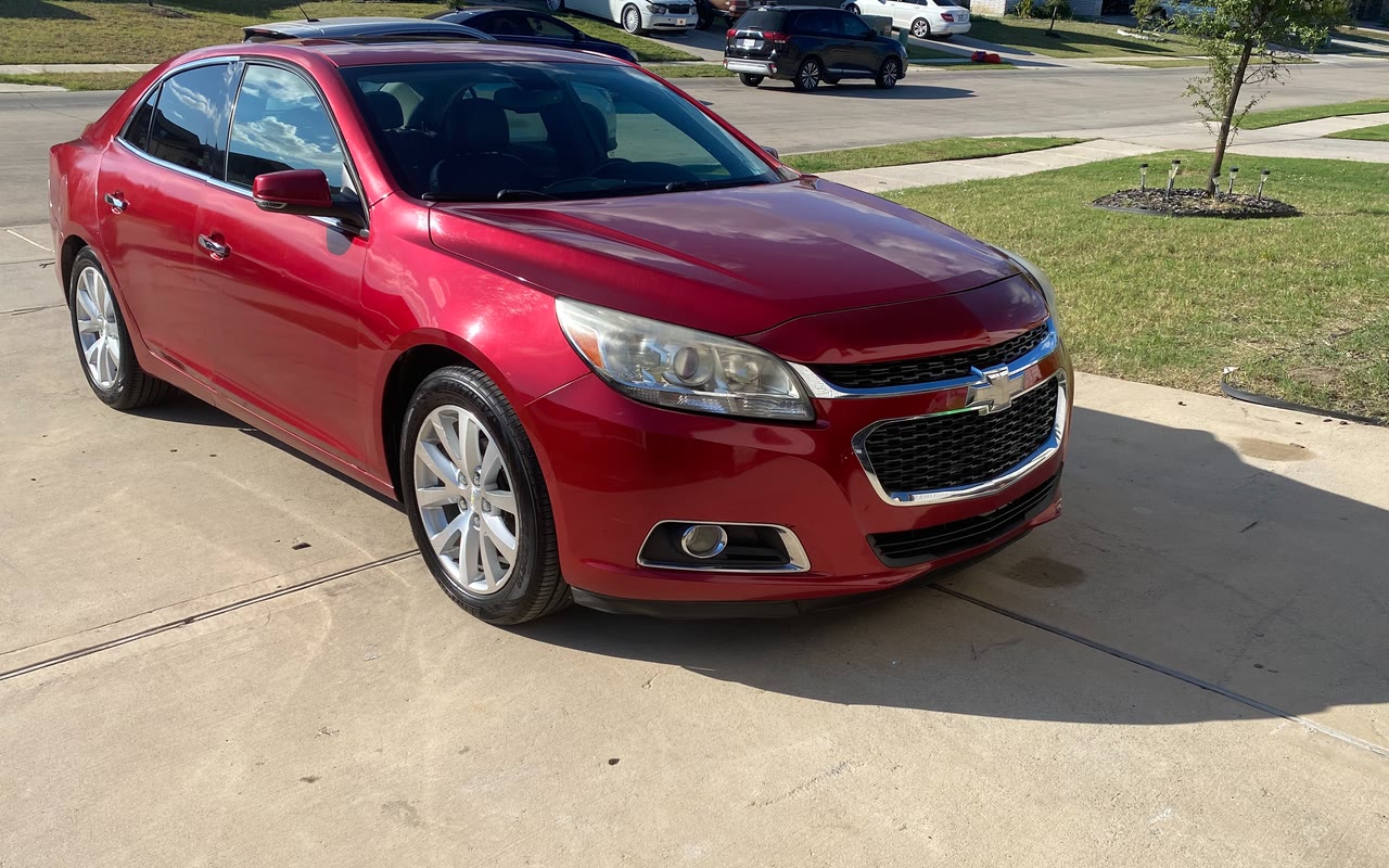 Our red Chevy Malibu from the front
